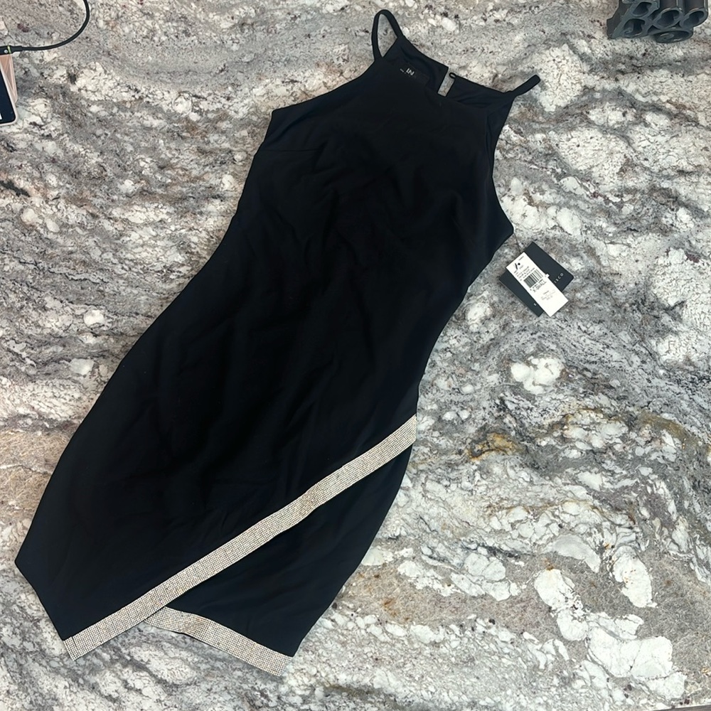 New black dress with rhinestone detail XS. I.N. San Francisco